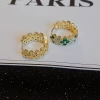 The exquisite and high-end green leaf ear loops and earrings are the same style as those in the 2022 autumn and winter live stream details Picture